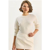 Schimmernder Slim-Fit Rundhals-Strickpullover