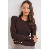 Schmaler Strickpullover mit Goldknöpfen