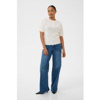 Kurzarm-Henley-Stricktop mit Rautenstruktur
