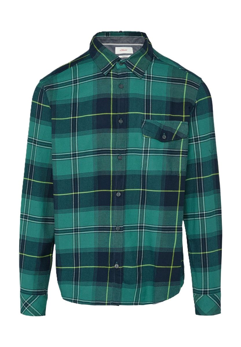 Grün und Marineblau Flanellhemd