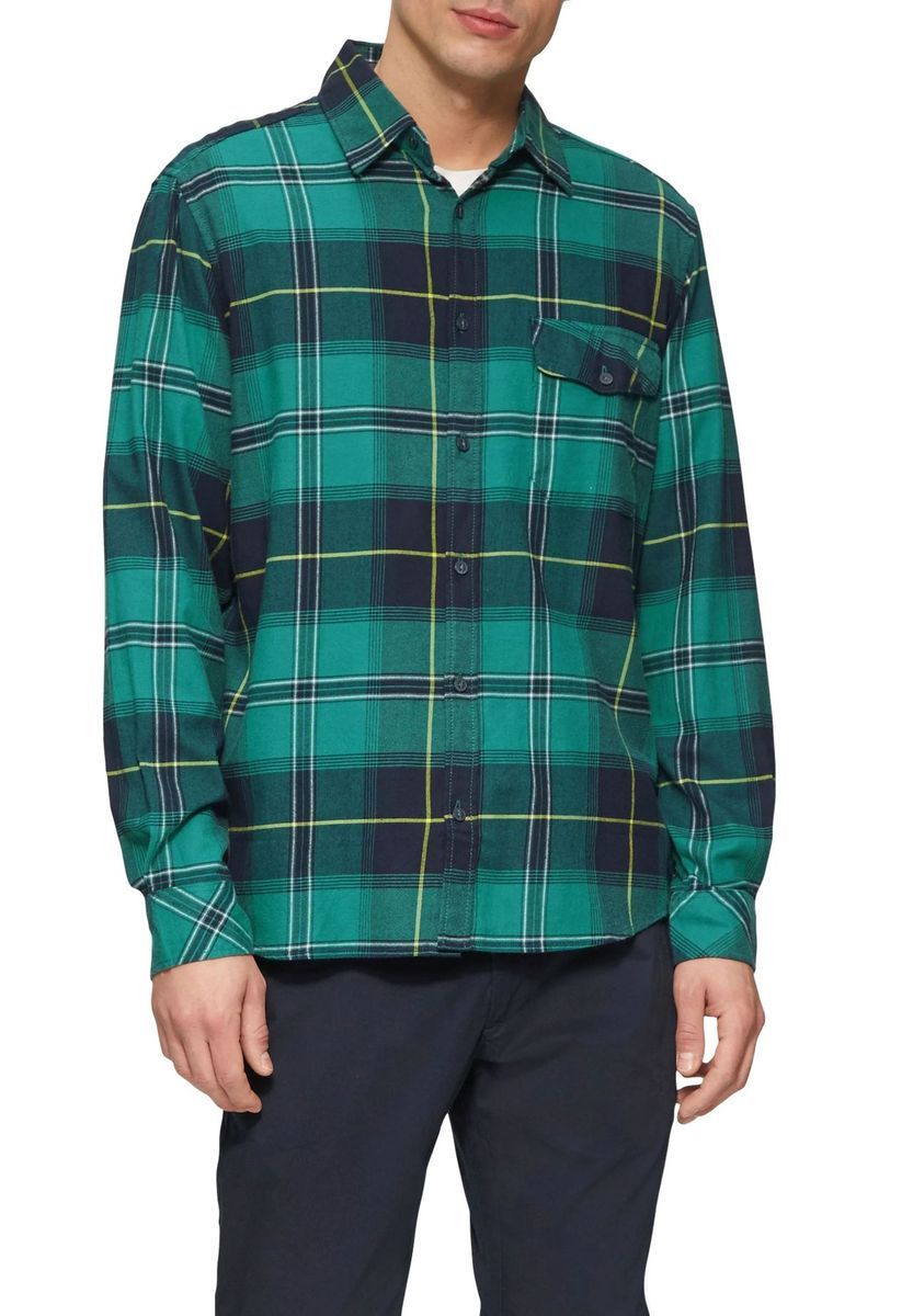 Grün und Marineblau Flanellhemd