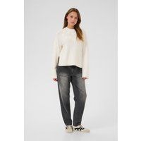 Strukturstrickpullover mit Blumenapplikationen