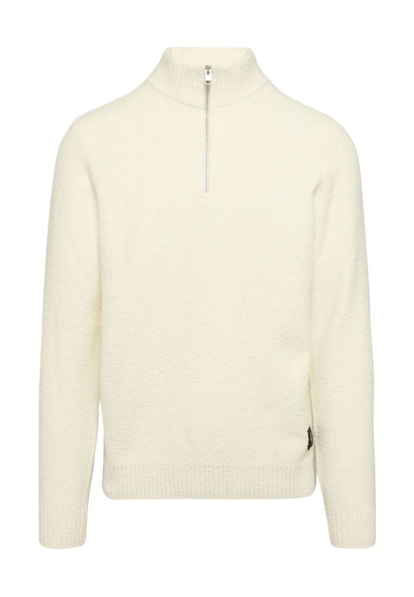 Herren Bouclé Strick Half-Zip Pullover