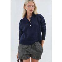 Weicher Struktur-Strickpullover mit Knöpfen