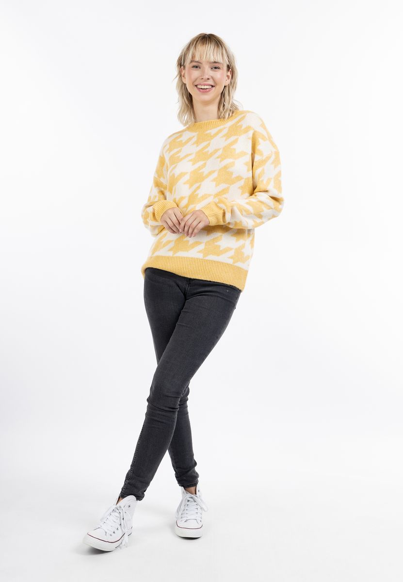 Oversized Strickpullover mit Hahnentrittmuster