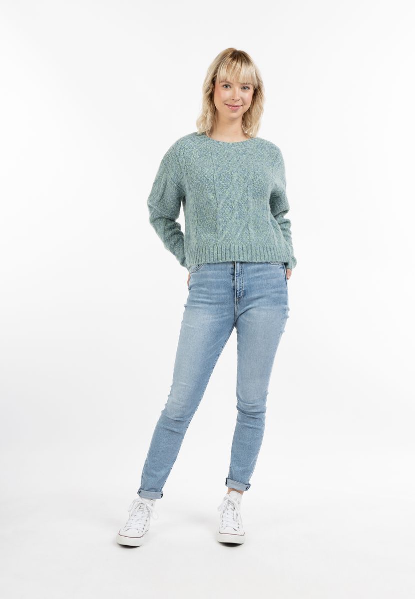 Gekürzter Zopfstrick-Pullover