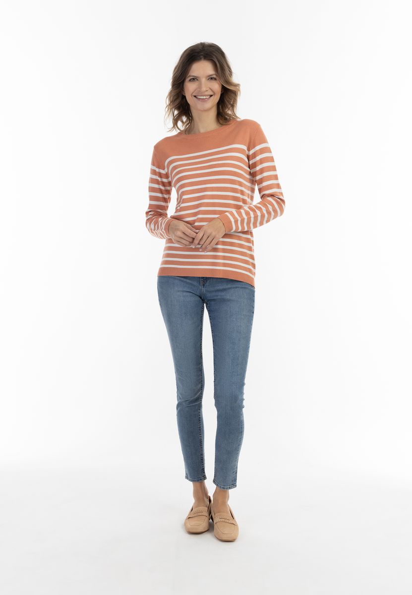 Gestreifter Feinstrickpullover