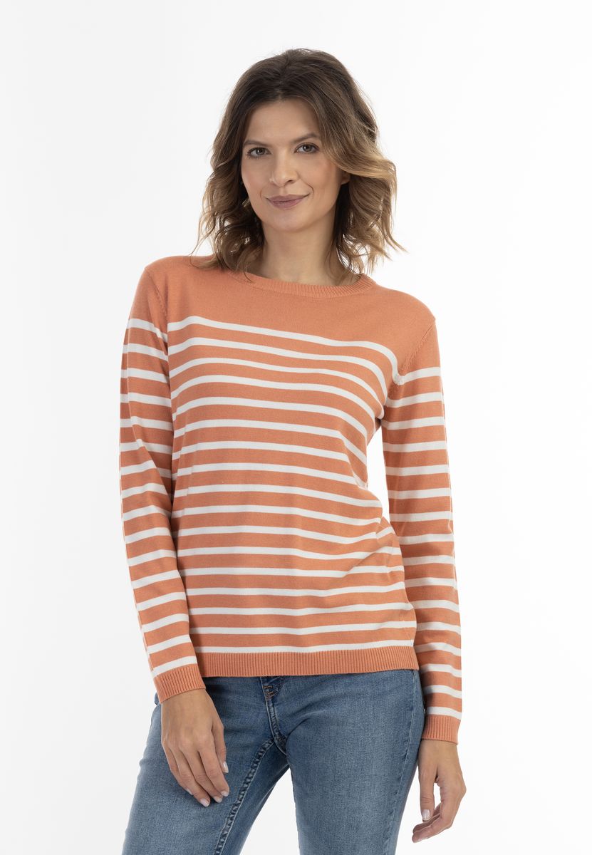 Gestreifter Feinstrickpullover