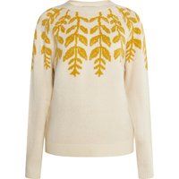 Raglan-Strickpullover mit Blatt-Intarsien
