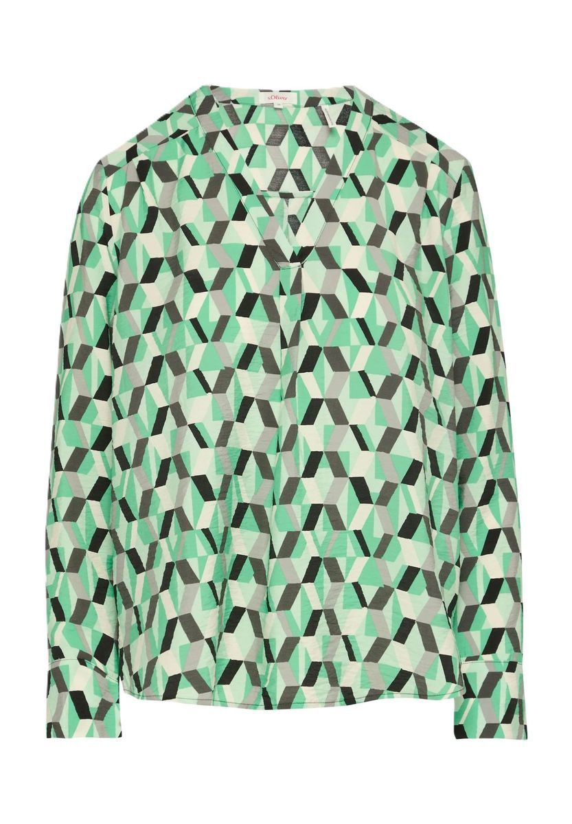 Geometrische Bluse mit V-Ausschnitt
