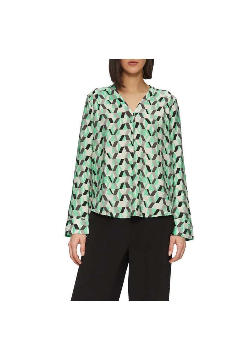 Geometrische Bluse mit V-Ausschnitt
