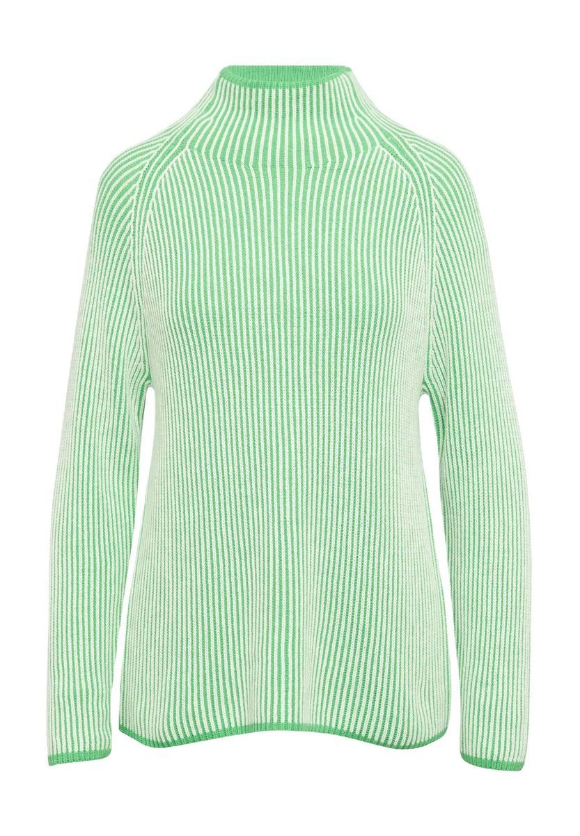 Gestreifter Strickpullover mit Stehkragen