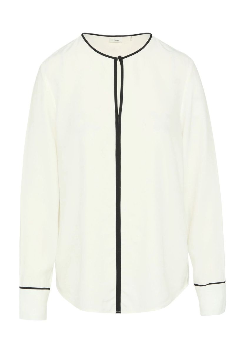 Elegante Langarmbluse mit Kontrastbesatz