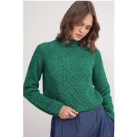 Strukturierter Argyle-Strickpullover mit Stehkragen