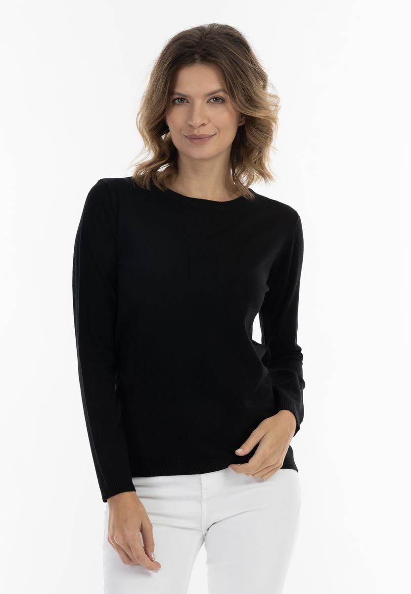 Feinstrick-Pullover mit Rundhalsausschnitt