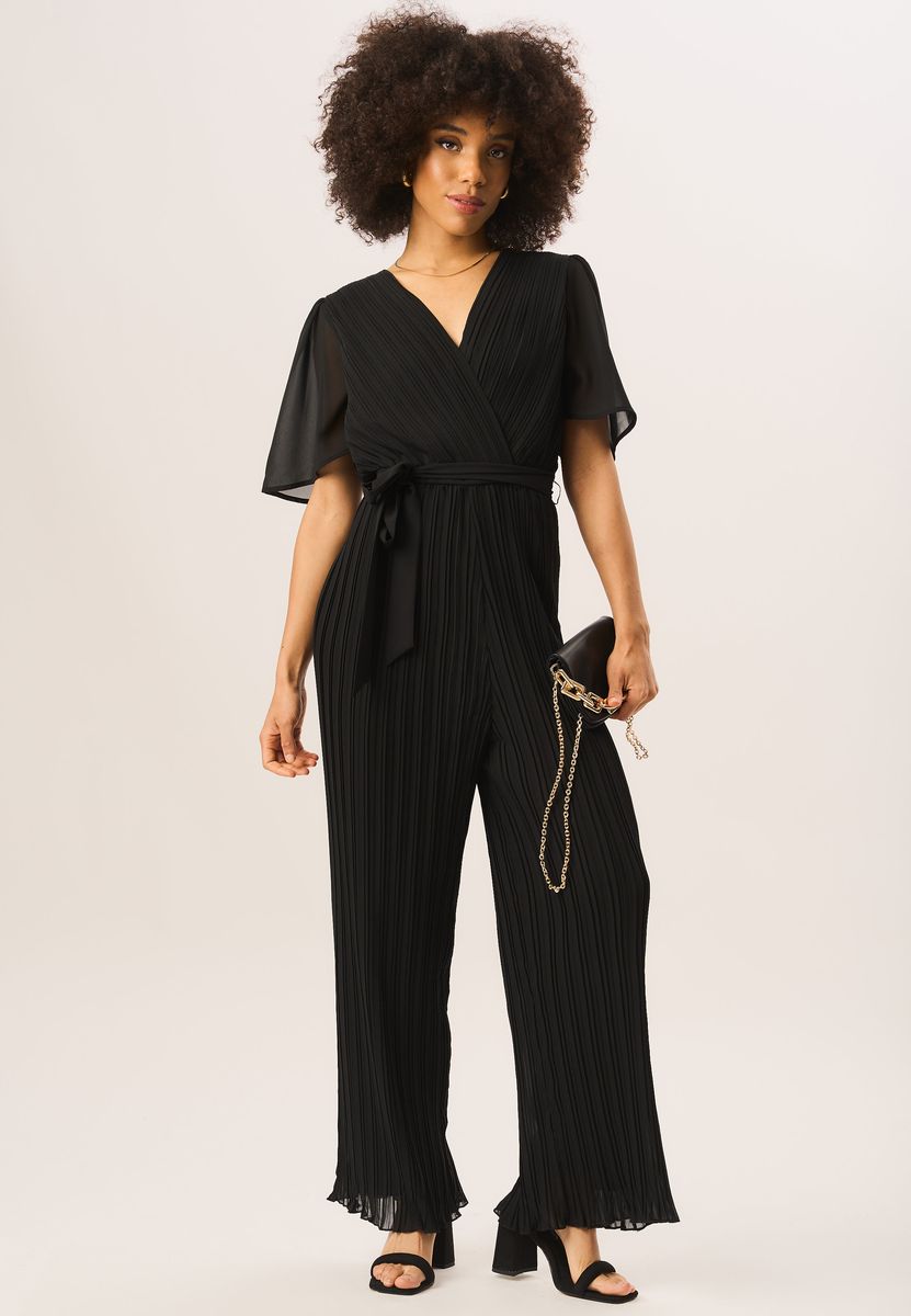 Eleganter Plissee-Jumpsuit mit Engelsärmeln