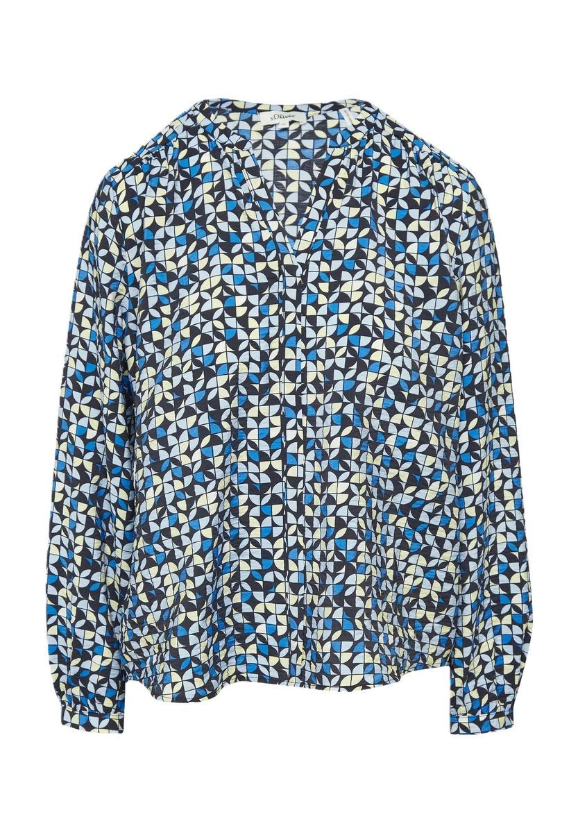 Geometrische Bluse mit geteiltem Ausschnitt