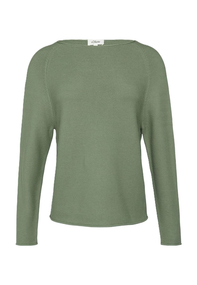 Strickpullover mit U-Boot-Ausschnitt in lockerer Passform