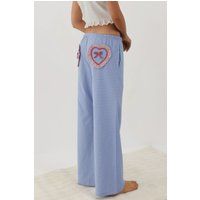 Weite karierte Lounge-Hose mit Herz-Motiv