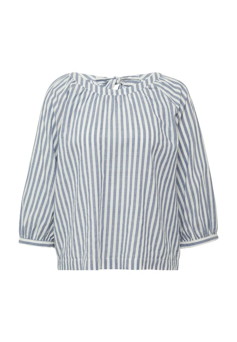 Gestreifte U-Boot-Ausschnitt 3/4-Ärmel Bluse