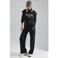 Besticktes Loungewear-Set mit Rüschen-Hoodie