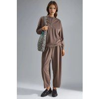 Strick-Lounge-Set mit Reißverschlusskragen