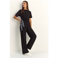 Knoten-T-Shirt und Weitbein-Hose Set