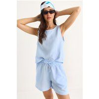 Strukturiertes Baumwoll-Set mit Shorts