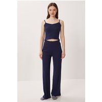 Rippstrick-Loungewear-Set mit V-Ausschnitt
