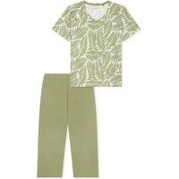 Pyjama-Set mit V-Ausschnitt und Blattmuster