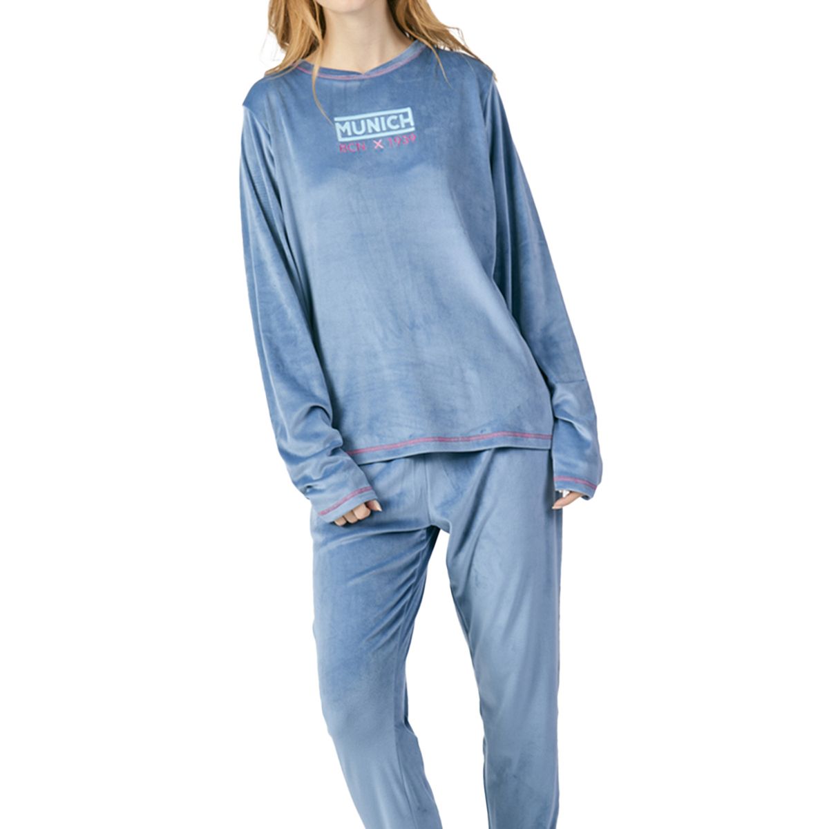 Langärmeliges Pyjama-Set aus Samt