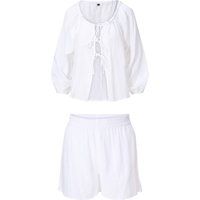 Baumwoll-Set mit Schnür-Oberteil und Shorts