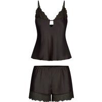 Satin-Camisole und Spitzen-Shorts Set