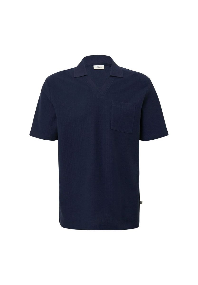 Marineblaues Herren-Polohemd mit Strukturstrick