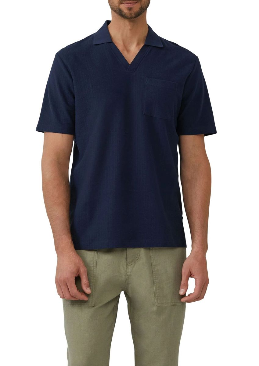 Marineblaues Herren-Polohemd mit Strukturstrick