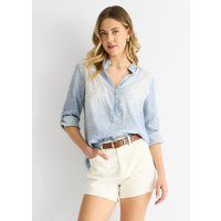 Oversize-Henley-Hemd mit Sternenprint
