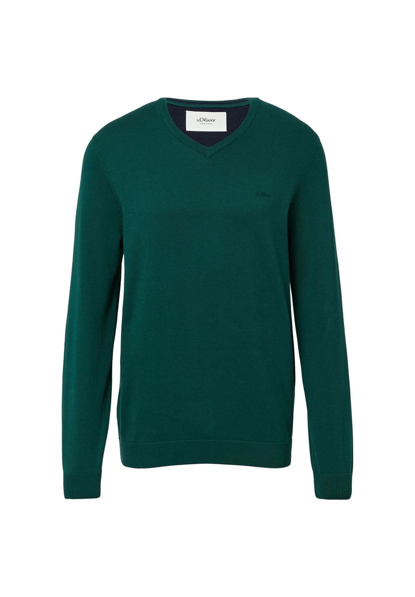 Klassischer V-Ausschnitt Strickpullover aus Baumwolle