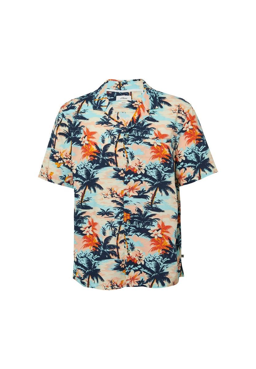 Freizeithemd mit tropischem Muster und bequemer Passform