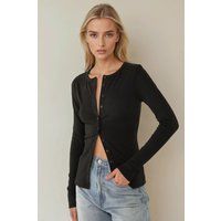Taillierter Rippstrick-Cardigan mit Knopfleiste
