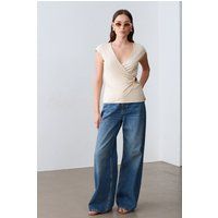 Elegante Jersey Wickelbluse mit Schnalle