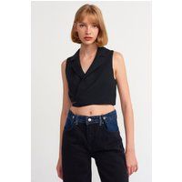 Taillierte Crop-Bluse in Wickeloptik