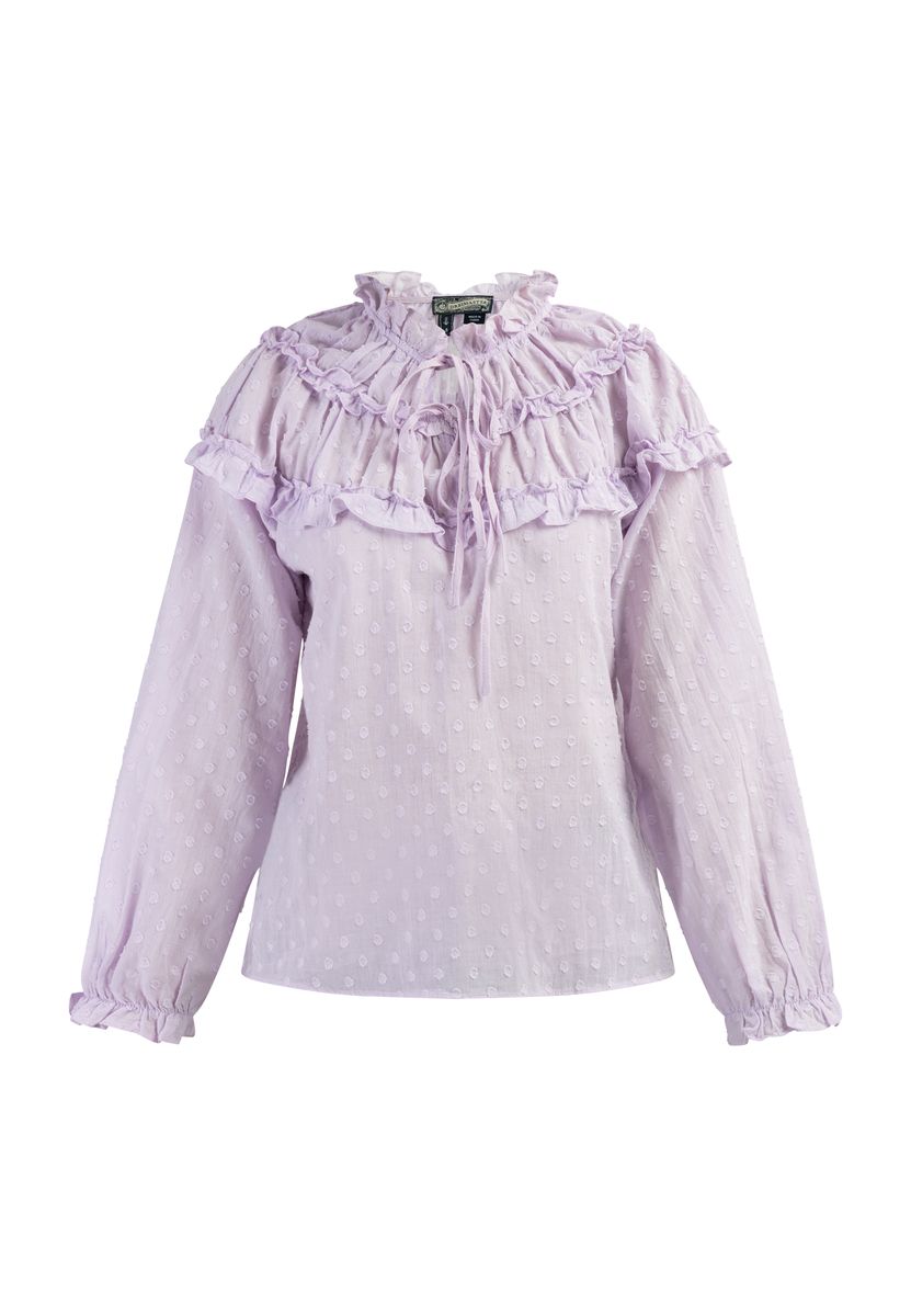 Vintage-Bluse mit Rüschen und Punkten