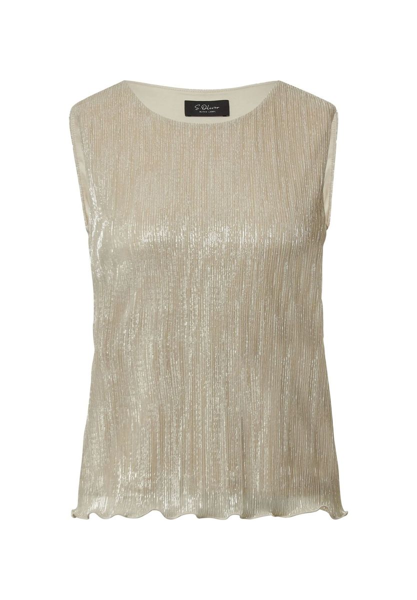 Schimmerndes ärmelloses Faltenoberteil