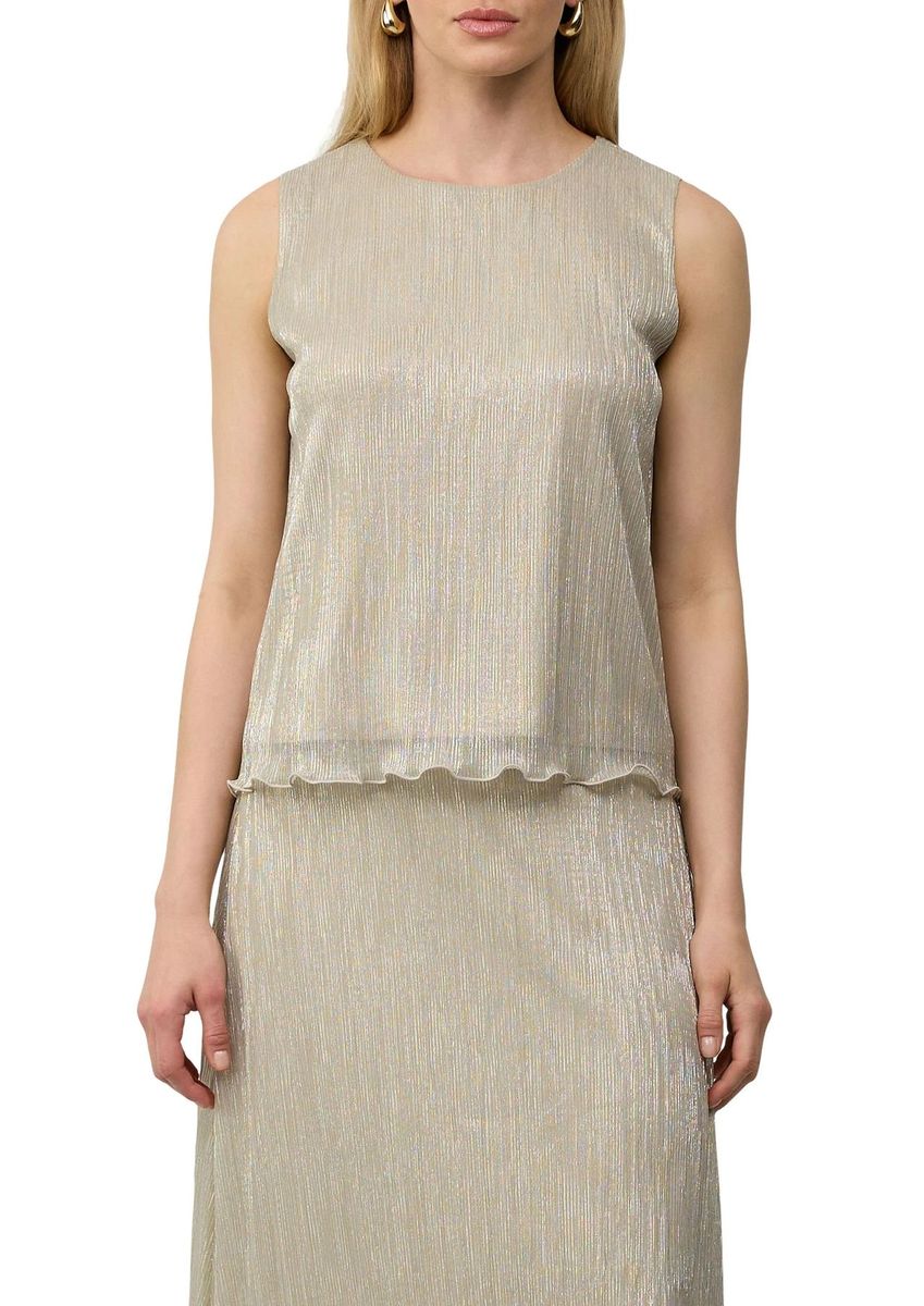 Schimmerndes ärmelloses Faltenoberteil