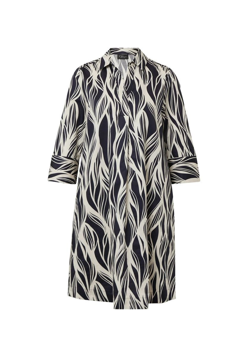 Baumwoll-Hemdblusenkleid mit abstraktem Print