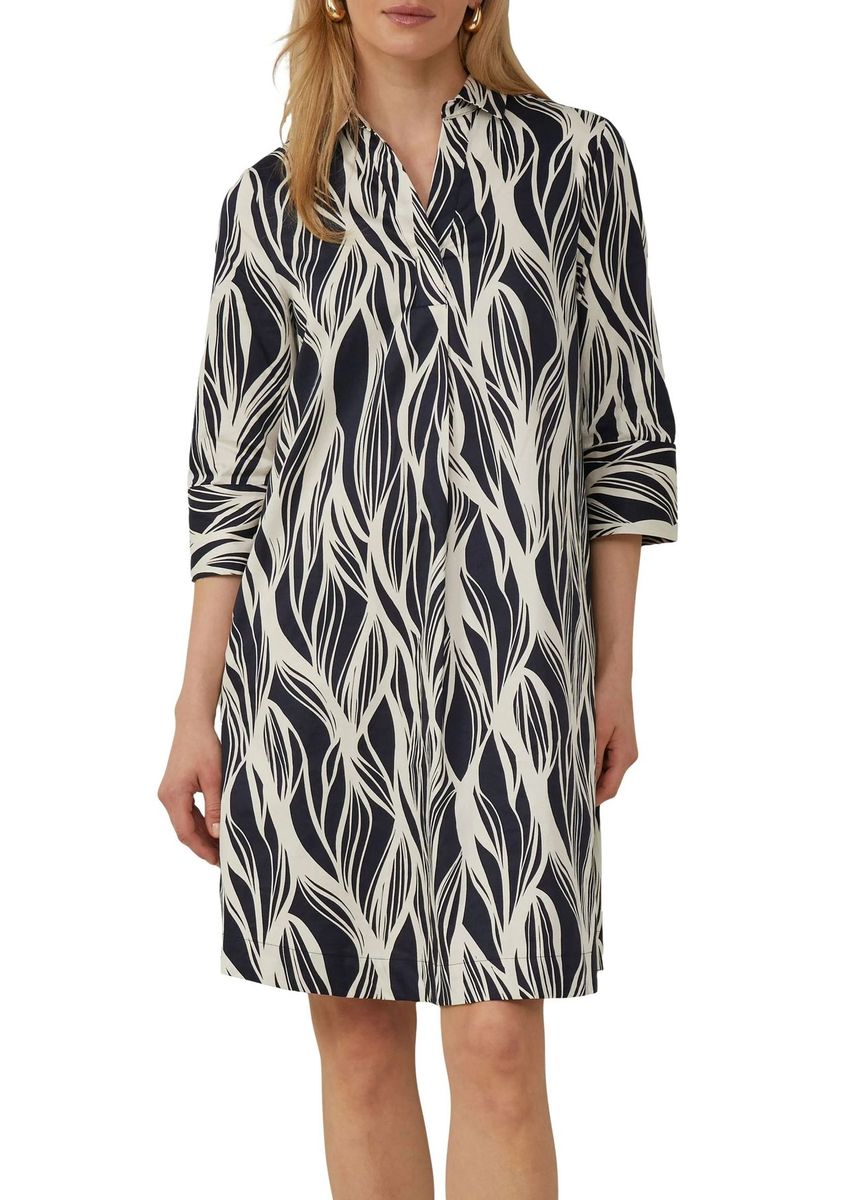 Baumwoll-Hemdblusenkleid mit abstraktem Print