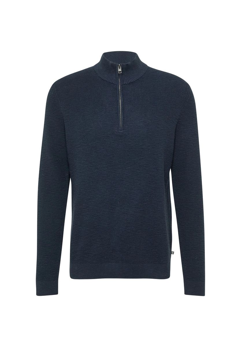 Strukturierter Strickpullover mit Viertelreißverschluss