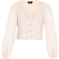 Florale Spitzenbluse mit Strassknöpfen