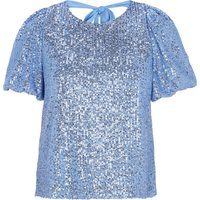 Schimmernde Paillettenbluse mit Puffärmeln