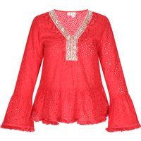 Boho-Lochstickerei-Bluse mit Muschel-Details